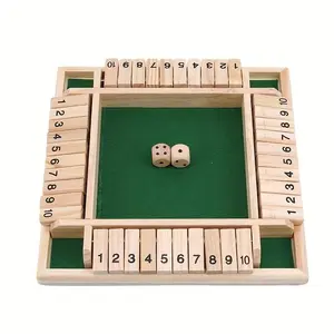Wooden Number Dominoes Game, 1 Set 2-4 Players Number Flip Game, Family Interactive Game, Family Dice Game, Fun Dice Game, KTV Bar Game, Indoor Recreation Equipment