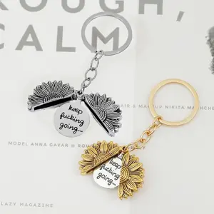 Sunflower Keychain Inspirational Motivational Purse Bag Charms Keychain Funny Keychain Gift for Women Men Friends