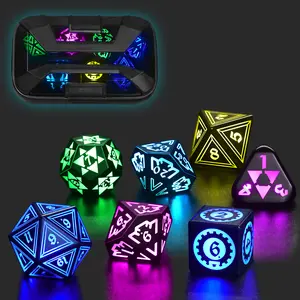 FONVGOGO Multifunction 7-Color Rechargeable LED Polyhedral Dice Set with Charging Case, for Dungeons & Dragons RPG Gifts & Accessories