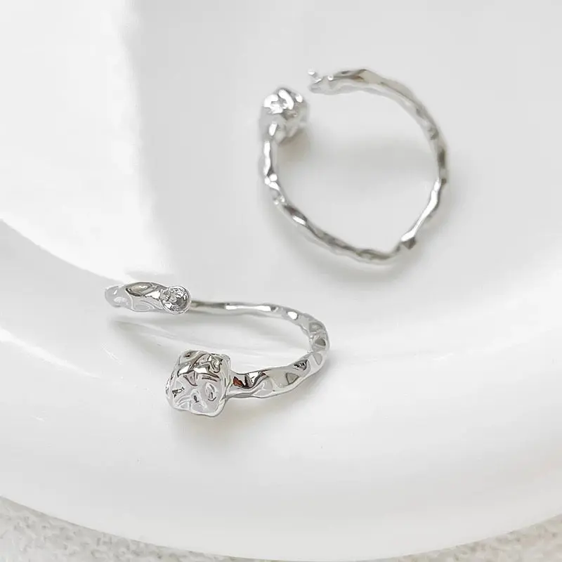 Molten Cube Open Ring – Textured Modern Minimalist