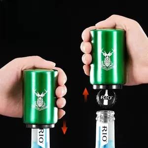 Magnetic Push Down Bottle Opener, 1 Count Portable Stainless Steel Bottle Cap Remover, Bar Utensils for Home, Bars, Travel Accessories