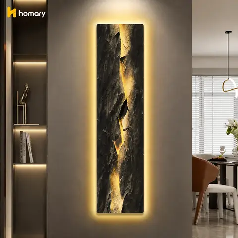 Homary Modern Abstract Textured Luminous Wall Art - USB-Powered Lightweight Engineered Wood Artistic House Decor with Built-in LEDs, Wipeable Aesthetic Room Accessory for Living Room, Decor Accessories