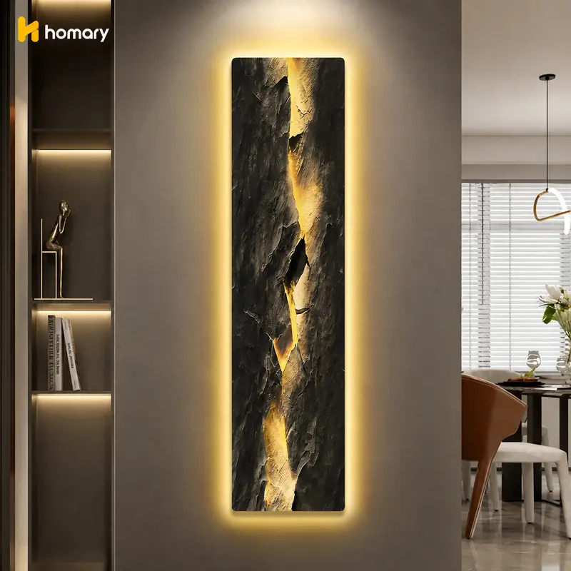 Homary Modern Abstract Textured Luminous Wall Art - USB-Powered Lightweight Engineered Wood Artistic House Decor with Built-in LEDs, Wipeable Aesthetic Room Accessory for Living Room, Decor Accessories