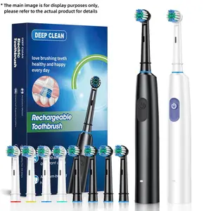 Rechargeable Electric Toothbrush Set, 1 Box Waterproof Electric Toothbrush with 4 Counts Brush Heads, Intelligent Timer Toothbrushes for Adults, Winter & New Year Gift
