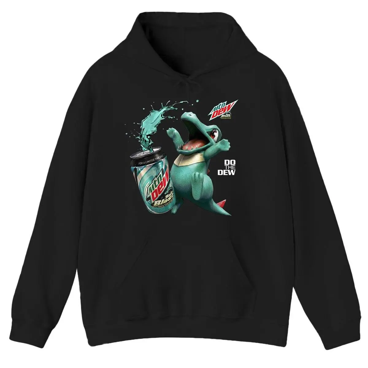 The Totodile x Mountain Dew Baja Blast Hoodie, Do The Dew Pocket Monster Hoodie, Gift for Men, Gift for Women, Unisex Streetwear Hoodie