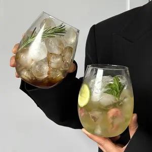 Elegant Glass Egg-Shaped Mousse Cups Set, Premium Drinking Glasses, Large Capacity High Aesthetic Design, Perfect for Mojito Cocktails & Fruit Tea Drinks