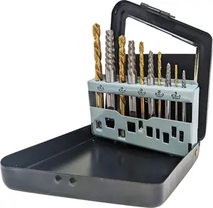 10 Piece Screw Extractor and Left Hand Drill Bit Set, Easily Remove Stripped Screws and Damaged Bolts, Includes 5 HSS Left-Hand Drill Bits, 5 GCr15 Extractors, Metal Case - EX ELECTRONIX EXPRESS