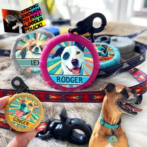 Custom Lazy Leash with Your Dog’s Name and Portrait – Personalized Dog Art Mini Clip-On Wearable Compact Durable Adjustable Lightweight Creative Dog Lovers Gift. Unique Customized Pet Collar Accessory