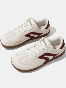 HOBIBEAR Spring Autumn PU Leather Casual Shoes, Sports Shoes, Training Shoes, Walking Shoes, Wide Fit Low Top Sneakers, Lightweight Non-Slip Rubber Sole, Unisex All Season Footwear