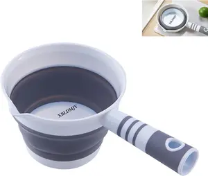 Water Dipper,Folding Bath Ladle，Plastic Water Scoop for Travel, Tabo, Used In Kitchen, Garden, Bathroom(Grey)