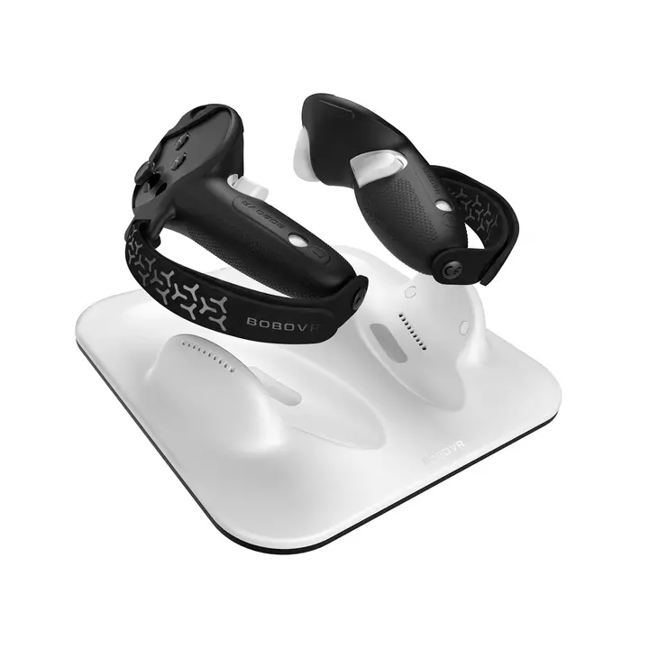 BOBOVR CD3 Rechargeable Wireless VR Controller Charging Combo Pack with Plastic Docking, Silicone Grips, Compatible with Quest 3/3s, VR Accessories
