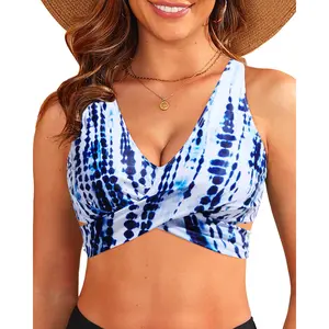 Aqua Eve Women Wrap Bikini Top - Push Up Large Bust Swimsuit Top Tie Back Bathing Suit  SwimWeek  summervibes