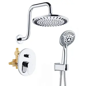Dual Shower Head With High Rise Arm- Shower System with Valve and Trim Kit