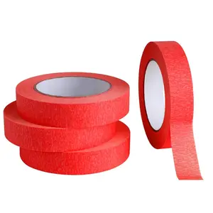 4 Pack Red Painters Tape 1 inch, Red Masking Tape 1 inch x 55 Yards x 4 Rolls (220 Total Yards)