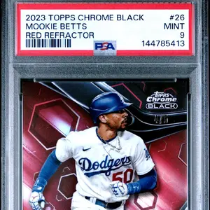 2023 TOPPS CHROME BLACK MOOKIE BETTS RED REFRACTOR #26 PSA 9 MINT 4/5