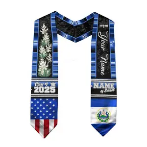 Custom Salvadorans American Flag Graduation Sash 2025, Personalized El Salvador Graduation Stole 2025, Salvadorans Graduation Sash Gift