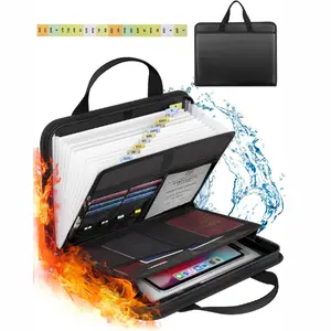 Important Document Organizer Folio Accordion File Fireproof Expanding Folder with Zipper Labels 13 Pockets for Business Office Receipt Travel