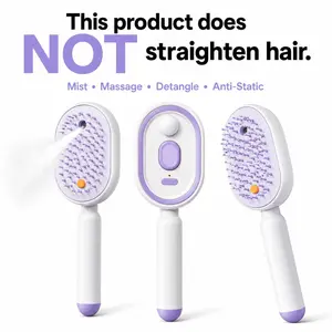【Not straightened】Electric Spray Air Cushion Massage Comb, Self-Cleaning Anti-Tangle Hair Brush, Anti-Static Volumizing Scalp Massage Brush for Dry Frizzy Hair Care, No Essential Oil Included