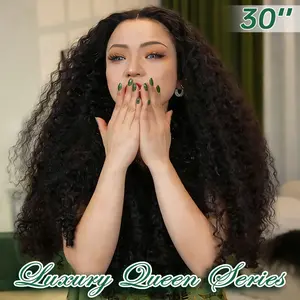 [Luxury Queen Series] FF WIG Burmese Curly Raw Human Hair Glueless Wig 26 30 Inches 9*6 Pre-Cut HD Lace 250% Density Natural Black Wear Go Wig with Special Drawstring #FFWIG