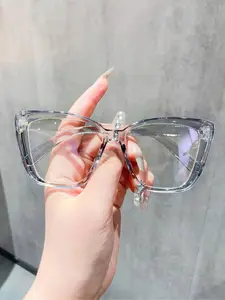 Fashion Clear Cat Eye Frame Eyeglasses, Anti-blue Light Eyeglasses for Women & Men, Fashion Eyeglasses for Work, Daily Clothing Decor, Perfect for Student Daily Use, Fashionable Frames Glasses, Trendy Casual Glasses, Casual Stylish Glasses
