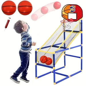 Arcade Basketball Game Set With 2 Balls And Hoop For Kids 3 To 12 Years Old Indoor Outdoor Sport Play - Easy Set Up - Air Pump Included - Ideal For Competition