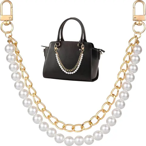 Faux Pearl Decorated Handbag Strap, Fashionable Elegant Chain Strap for Handbag, Shoulder Crossbody Bag, Short Handle Replacement Charms Accessories for Women, Purse Accessories, Handbag Accessory