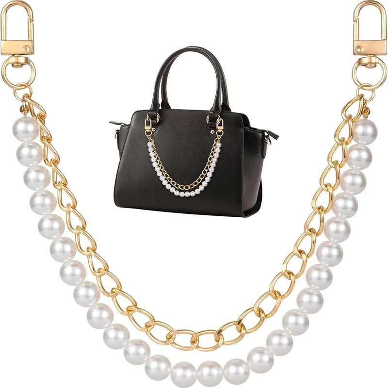 Faux Pearl Decorated Handbag Strap, Fashionable Elegant Chain Strap for Handbag, Shoulder Crossbody Bag, Short Handle Replacement Charms Accessories for Women, Purse Accessories, Handbag Accessory