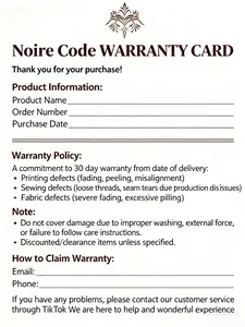 5-1 Our T-shirt and Hoodie Online warranty card