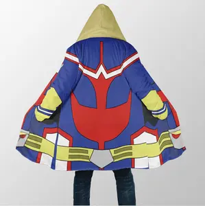 All Might Blue Cosplay Dream Cloak Coat, Anime My Hero Academia Men's Women's Hooded coat, Fleece Jackets Coats, Gift For Men And Women