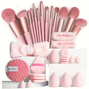 13-Pack Soft and Fluffy Makeup Brush Set - Professional tools for foundations, puffs, eyeshadows and blends. Pink brushes for all skin types are a beauty must-have, perfect for parties and everyday use