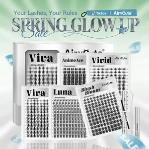 AiryCute Manga Trendy Collection | Upgrade U Lashes with Ultra-Dense, Waterproof, Long-Lasting Lashes | Fashion Wet Look | Beginner-Friendly DIY Lashes for a Flawless Voluminous Look | Trendy & Must-Have Clusters