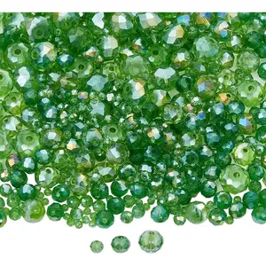 559 count Glass  Beads, 4/6/8mm  Beads for  Making, Briolette  Spacer Bulk Bead for DIY Crafts, Bracelet, Suncatchers, Necklace, Earring, AB Coating Green Color