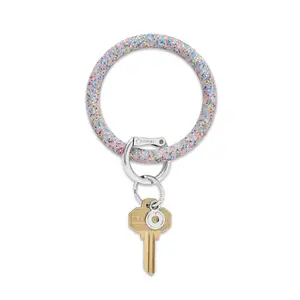 OVENTURE Silicone Big O® Key Ring - Rainbow Confetti Lightweight Keychain with Sparkling Confetti Design & Secure Locking Clasp