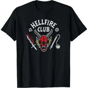 4 Hellfire Club Skull & Weapons T-Shirtmen's clothing store