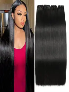 12A Human Hair Bundles Straight Human Hair Unprocessed Brazilian Hair 4 Bundles Quick Weave Natural Black