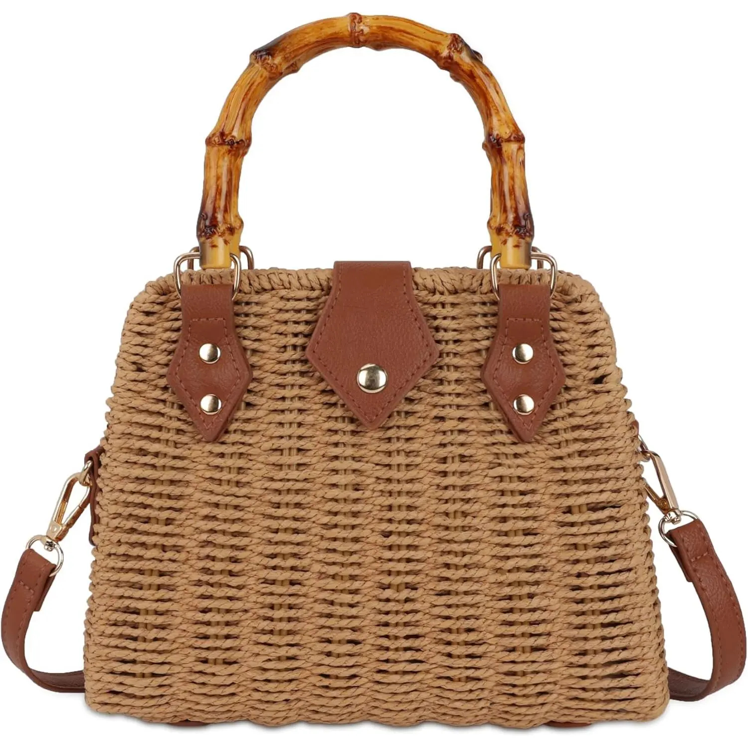 Straw Beach Bag Crossbody Handbag for Women  Woven  Bag Top Handle Purse for Summer
