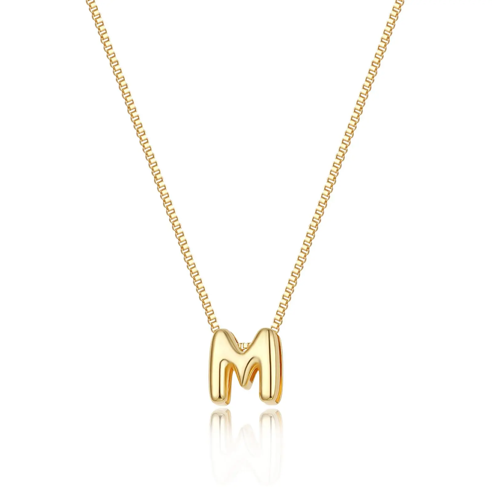Bubble Gold Letter Necklace for Women, 14k Gold Plated Balloon Initial Necklace, Dainty Gold Necklace for Women, Personalized Bubble Pendant Name Necklace, Fashion Accessories Trendy Jewelry
