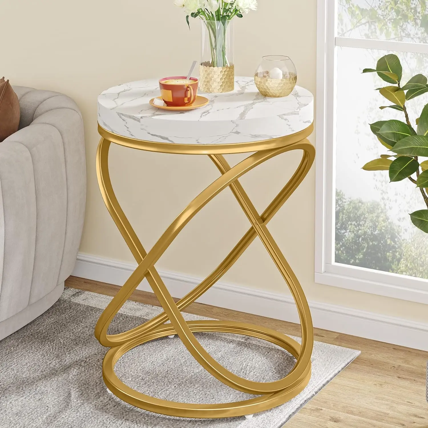 Tribesigns Modern End Table, sofa Side Table Cocktail Table, Midcentury Accent Table Nightstand for Living Room Bedroom
