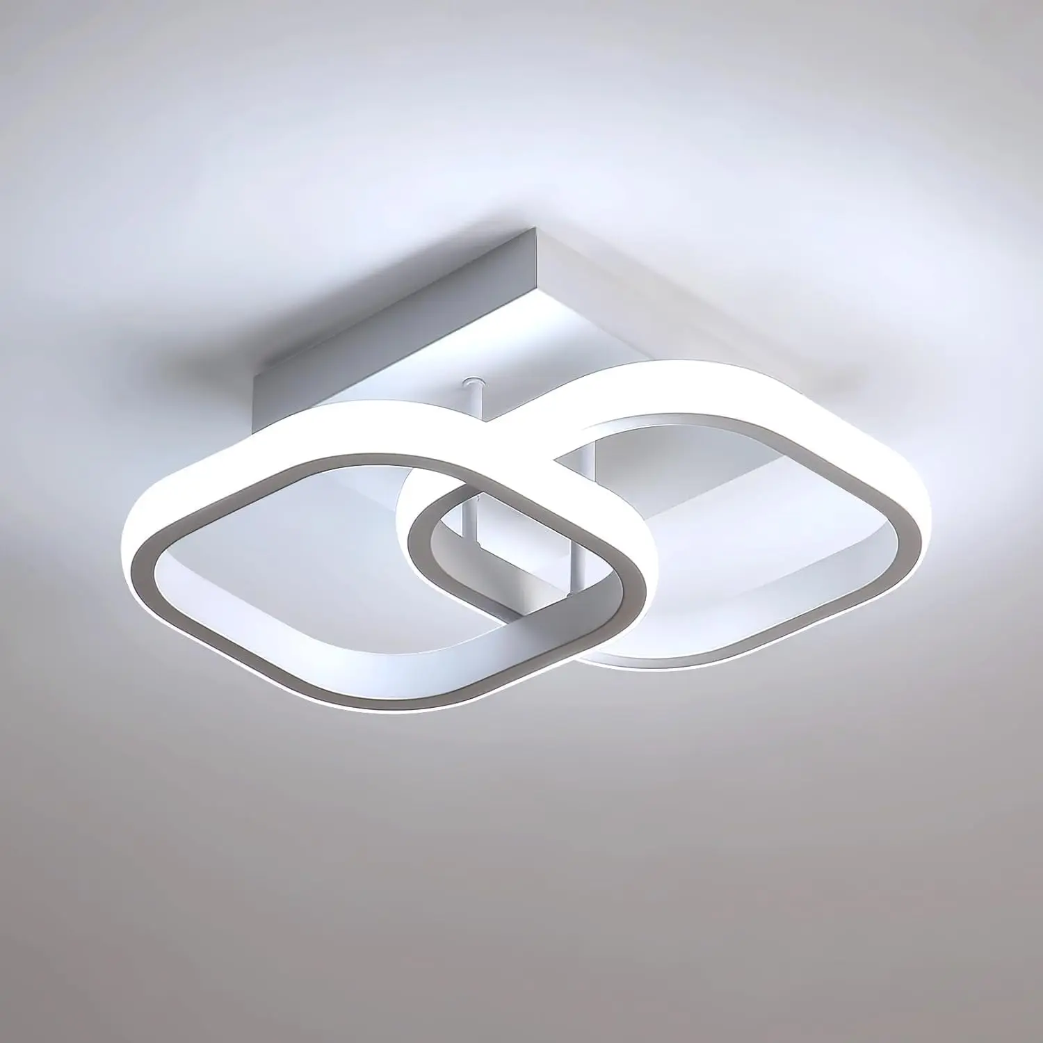 Modern Square LED Ceiling Light Fixture, 6500K Cool White Acrylic Lamp, Indoor Home Improvement Lighting for Kitchen, Living Room, Atmosphere Lighting