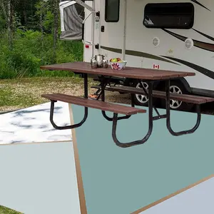 Portable Picnic Table with Benches, Non-slip Stain-resistant Picnic Mat, Multipurpose Tablecloth for Poolside & Gardens