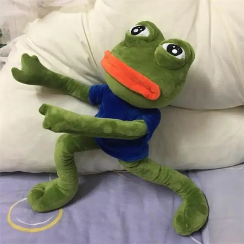45cm Animal Sad Frog Plush Toy Soft Stuffed Pillow Magic Expression Pepe The Sad Frog Plush Doll Birthday GIfts For Girls Boys