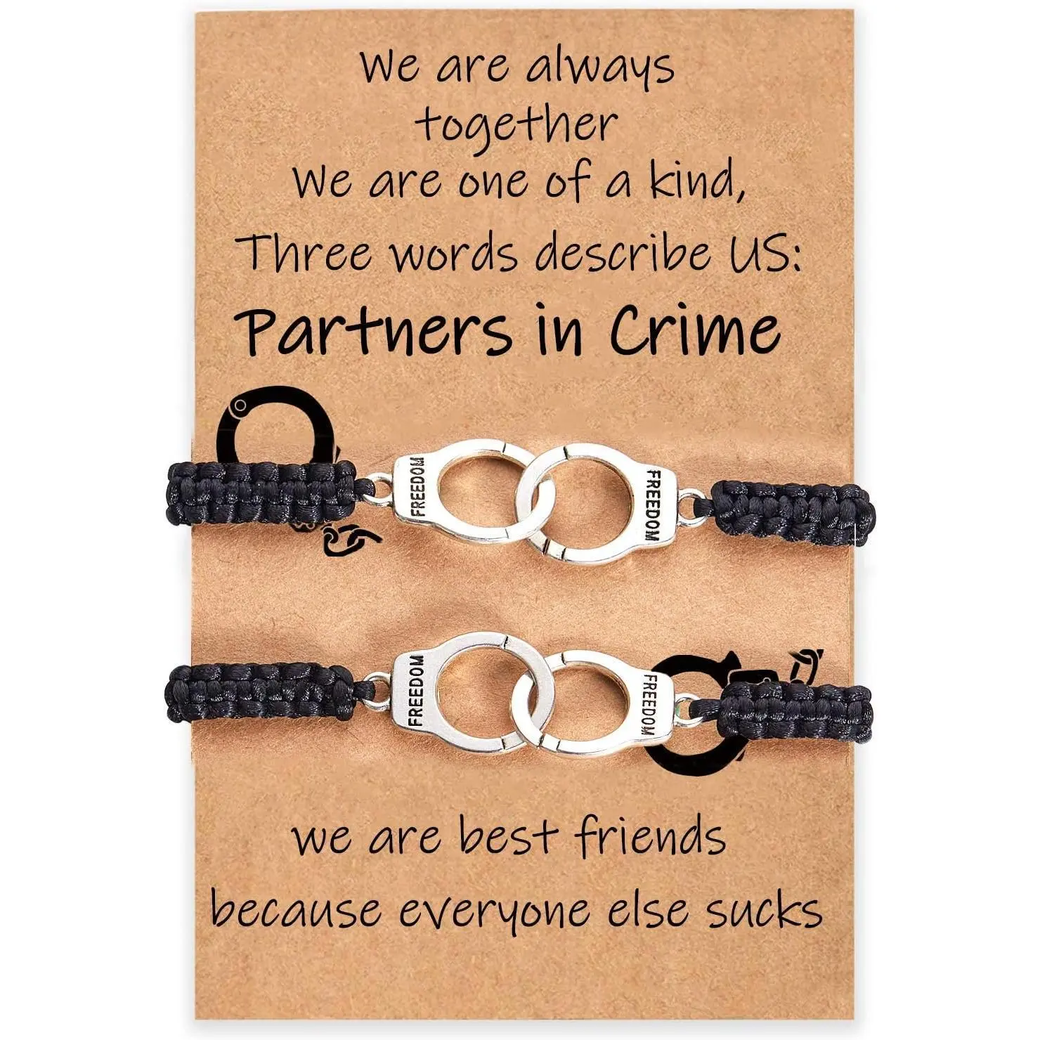 Partners in Crime Friendship Bracelets, Set for 2, 3, or 4 Best Friends, Adjustable Handcuff Bangles, Casual Daily Arm Candy for Women, Adjustable Fitted Bracelets & Bangles, Arm Candy Accessories, Flexible Bracelets & Bangles
