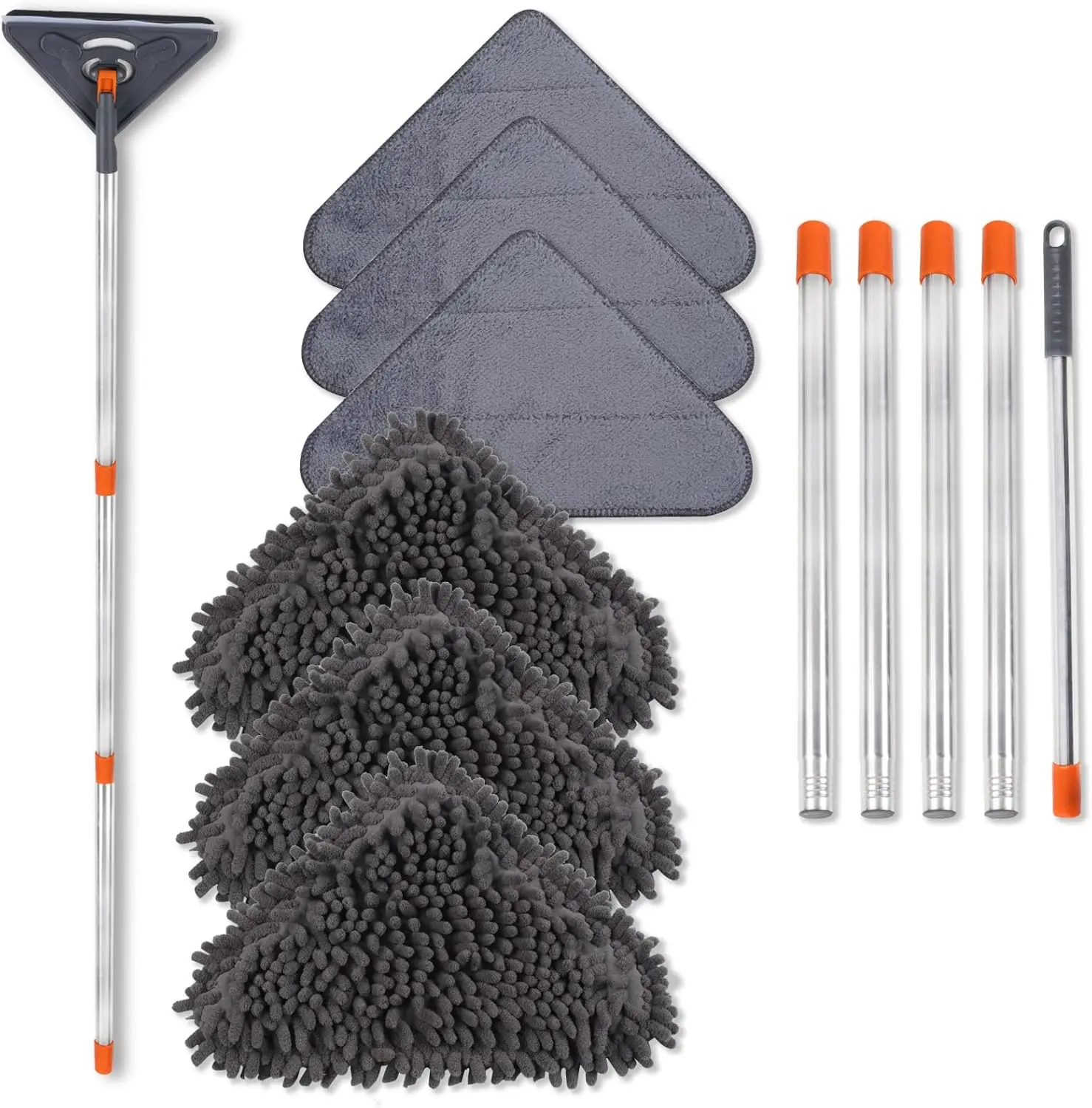 Wall Cleaner Mop with 79 Inches Long Handle, 360 Wall Washer Cleaner Tool for Walls/Ceiling Fans/Dust/Baseboard/Floors Clean, Ceiling Cleaner Tool Duster with  6 Replacement Pads