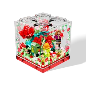 Born to Love – Palpitate Romantic Brick Scene with Giant Roses & Expressive Minifigures Collectible Display Set 4.25" x 4.25" x 4.76"