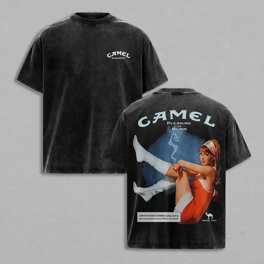 Men's Vintage Pinup Graphic T-Shirt, Distressed Acid Wash Cotton Top with Short Sleeves, Oversized Fashion Fit for Casual & Fitness Wear, Tops, Shortsleeve, Wrinkle