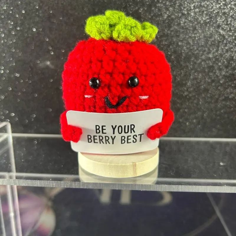 Knitted Yarn Tomato Shape Soft Stuffed Vegetable Toy - Red, Unisex, Ages 12+, Pop into Positivity, Gift Ideas