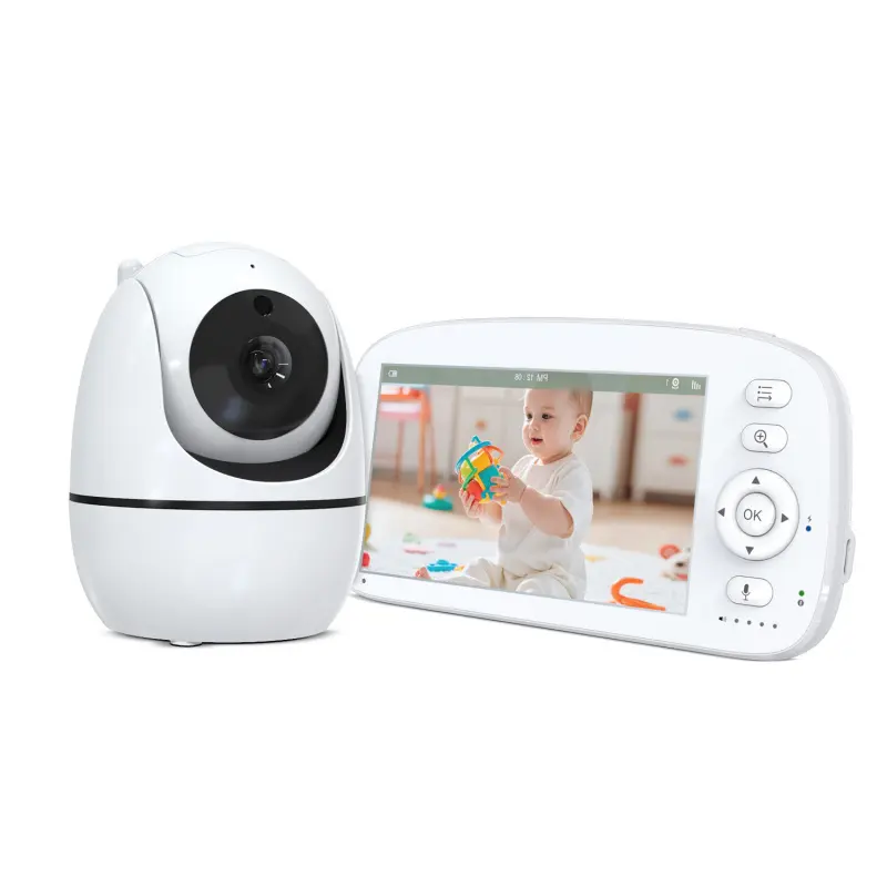 5-inch Baby Monitor with Camera and Audio, No WiFi, Remote PTZ Control, Auto Night Vision, Room Temperature Monitoring, Two-Way Audio and Lullabies, 960 ft Transmission Range, Nursery Newborn
