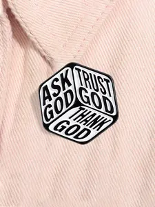 Ask God Tell God Thank God Enamel Pin Christian Jesus Religious Quotes Metal Brooch Lapel Backpack Badge Fashion Jewelry Accessories Gift for Friends