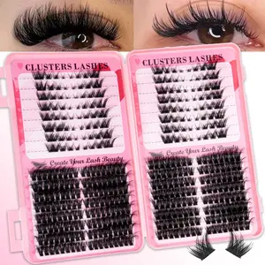 DIY Lash Clusters Book, 80D100D Left&Right Cat Eye,Wispy&Manga&Bunny, False Eyelash Clusters, Makeup, Luxurious Volume, Fairy Lash Clusters, Soft Lightweight Curled Eyelashes, Waterproof Long-Lasting, Thick Lash Extensions DIY at Home Easily