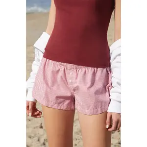 John Galt Women's Red Gingham Keira Boxer Shorts